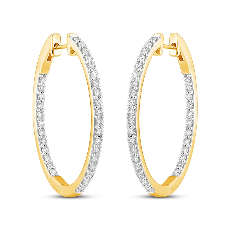 2.03 CT. T.W. Diamond Inside-Out Hoop Earrings in 14K Gold
