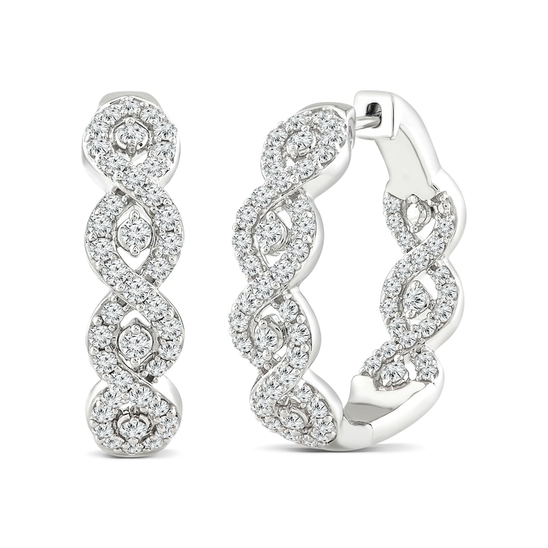 2.03 CT. T.W. Diamond Twist Inside-Out Hoop Earrings in 14K Gold