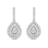 1.02 CT. T.W. Pear-Shaped Multi-Diamond Double Frame Scallop Edge Drop Earrings in 14K Gold