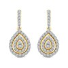 Thumbnail Image 1 of 1.02 CT. T.W. Pear-Shaped Multi-Diamond Double Frame Scallop Edge Drop Earrings in 14K Gold