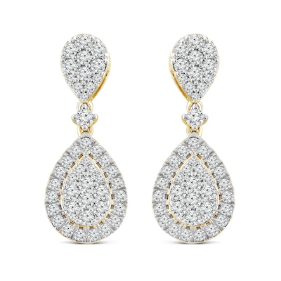 1.53 CT. T.W. Pear-Shaped Multi-Diamond Frame Drop Earrings in 14K Gold