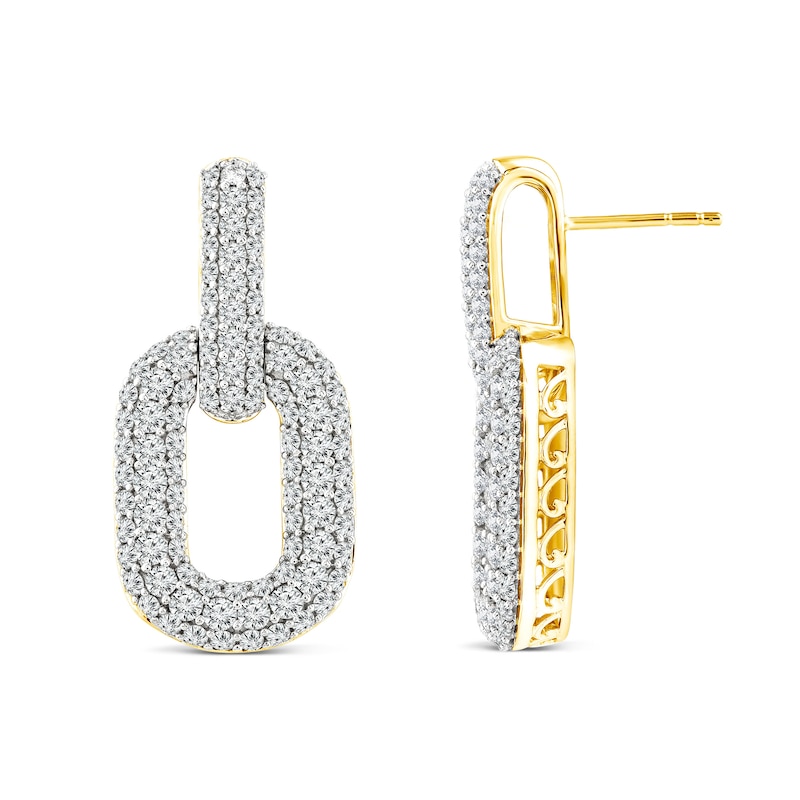 2.54 CT. T.W. Diamond Chain Link Drop Earrings in 14K Gold|Peoples Jewellers