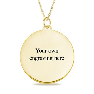 Medium Engravable Photo Diamond-Cut Edge Medallion Pendant in 10K White, Yellow, or Rose Gold (1 Image and 3 Lines)