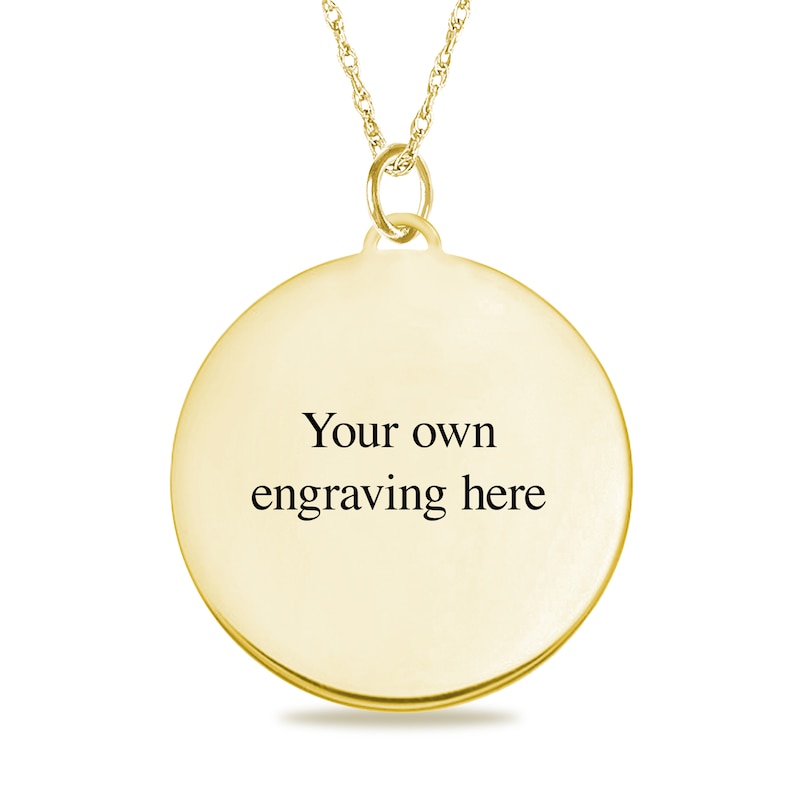 Medium Engravable Photo Diamond-Cut Edge Medallion Pendant in 10K White, Yellow, or Rose Gold (1 Image and 3 Lines)