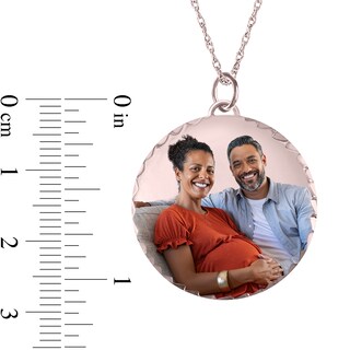 Medium Engravable Photo Diamond-Cut Edge Medallion Pendant in 10K White, Yellow, or Rose Gold (1 Image and 3 Lines)