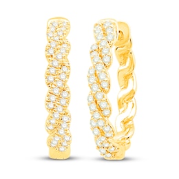 Circle of Gratitude® Collection 0.18 CT. T.W. Diamond Twist Hoop Earrings in 10K Gold