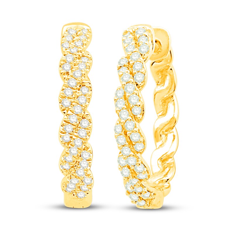 Circle of Gratitude® Collection 0.18 CT. T.W. Diamond Twist Hoop Earrings in 10K Gold