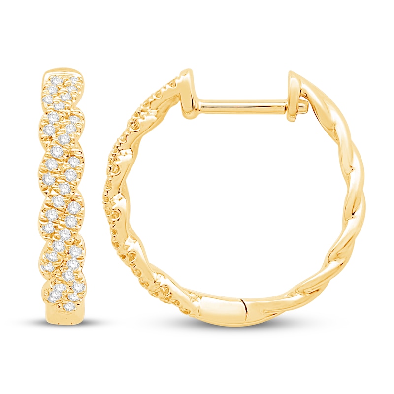 Circle of Gratitude® Collection 0.18 CT. T.W. Diamond Twist Hoop Earrings in 10K Gold