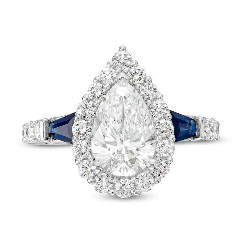 TRUE Lab-Created Diamonds by Vera Wang Love 2.15 CT. T.W. Pear-Shaped Frame Engagement Ring in 14K White Gold (F/VS2)