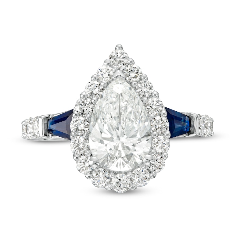 TRUE Lab-Created Diamonds by Vera Wang Love 2.15 CT. T.W. Pear-Shaped Frame Engagement Ring in 14K White Gold (F/VS2)