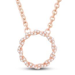 Circle of Gratitude® Collection 0.12 CT. T.W. Diamond Small Twist Necklace in 10K Rose Gold – 19&quot;