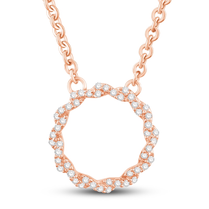 Circle of Gratitude® Collection 0.12 CT. T.W. Diamond Small Twist Necklace in 10K Rose Gold – 19"