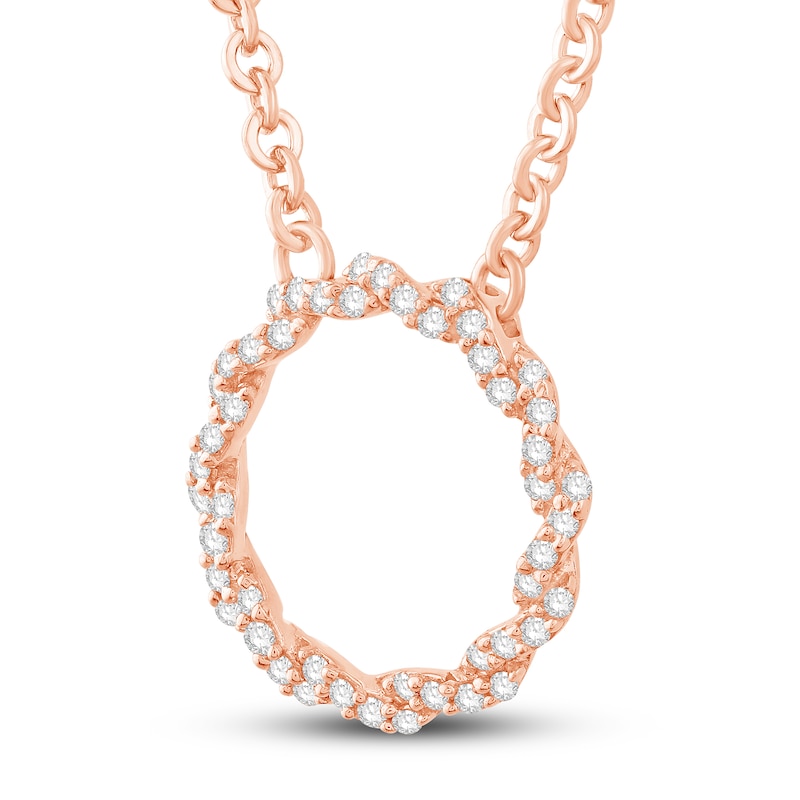 Main Image 2 of Circle of Gratitude® Collection 0.12 CT. T.W. Diamond Small Twist Necklace in 10K Rose Gold – 19"