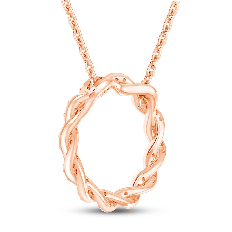Main Image 4 of Circle of Gratitude® Collection 0.12 CT. T.W. Diamond Small Twist Necklace in 10K Rose Gold – 19"