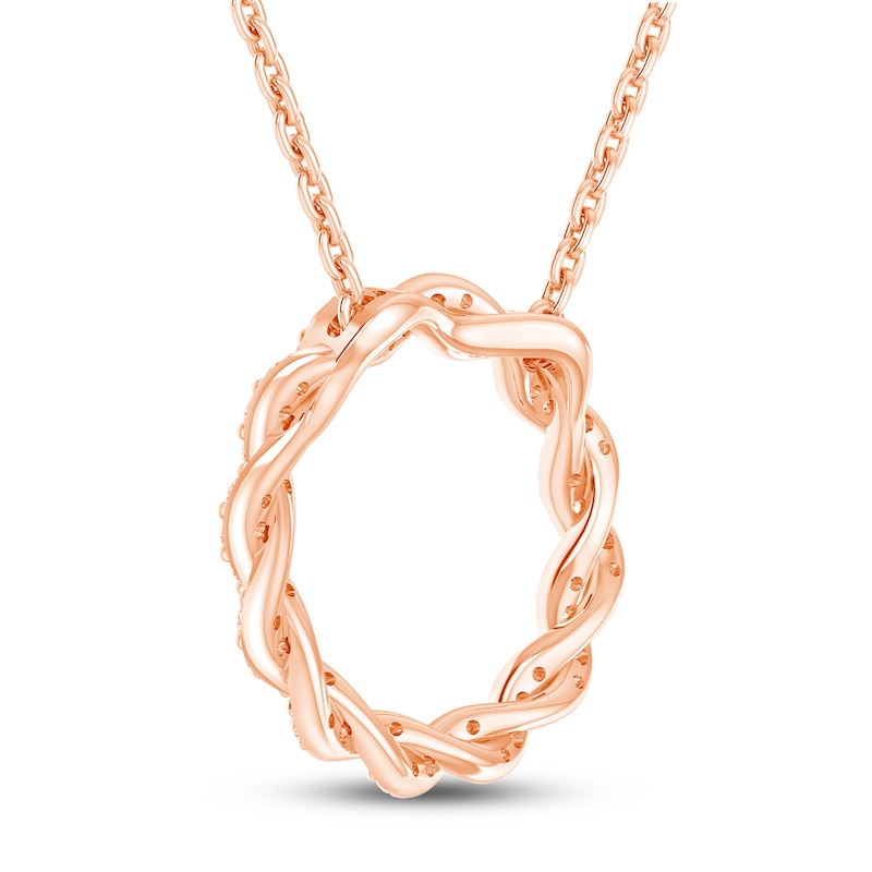 Circle of Gratitude® Collection 0.12 CT. T.W. Diamond Small Twist Necklace in 10K Rose Gold – 19"|Peoples Jewellers