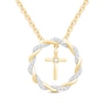 Thumbnail Image 1 of Circle of Gratitude® Collection 0.09 CT. T.W. Diamond and Polished Twist with Cross Dangle Necklace in 10K Gold – 19"