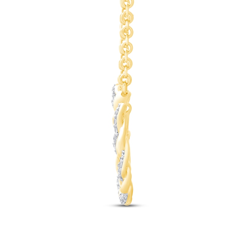 Main Image 3 of Circle of Gratitude® Collection 0.09 CT. T.W. Diamond and Polished Twist with Cross Dangle Necklace in 10K Gold – 19"