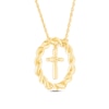 Thumbnail Image 4 of Circle of Gratitude® Collection 0.09 CT. T.W. Diamond and Polished Twist with Cross Dangle Necklace in 10K Gold – 19"