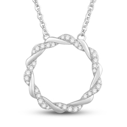 Circle of Gratitude® Collection 0.23 CT. T.W. Diamond and Polished Twist Necklace in 10K White Gold – 19&quot;