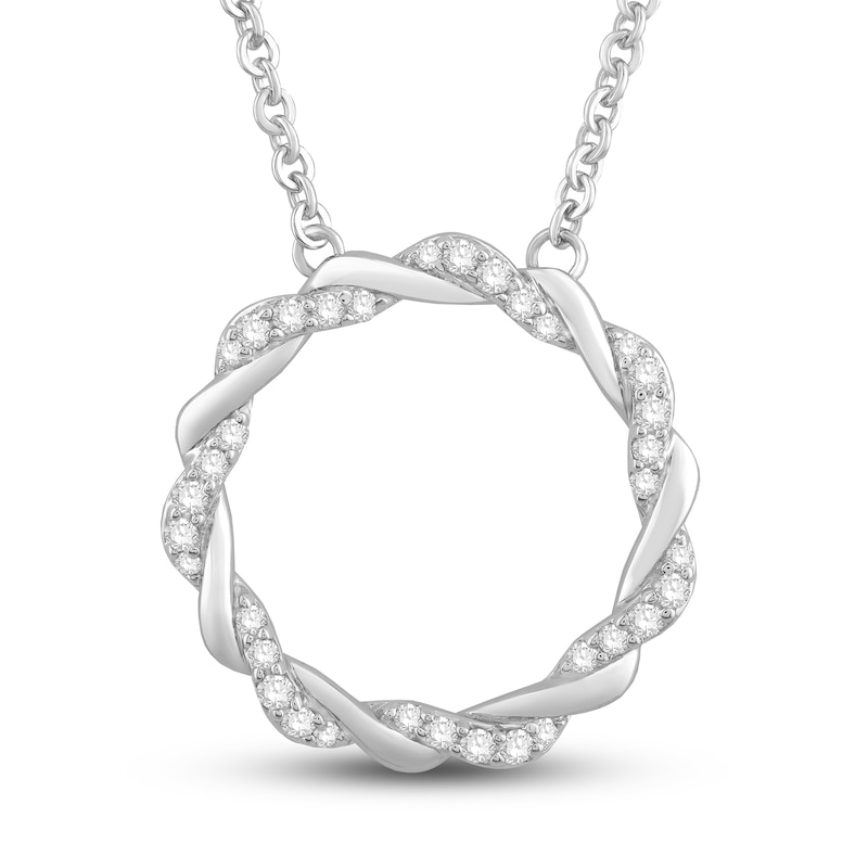 Circle of Gratitude® Collection 0.23 CT. T.W. Diamond and Polished Twist Necklace in 10K White Gold – 19"