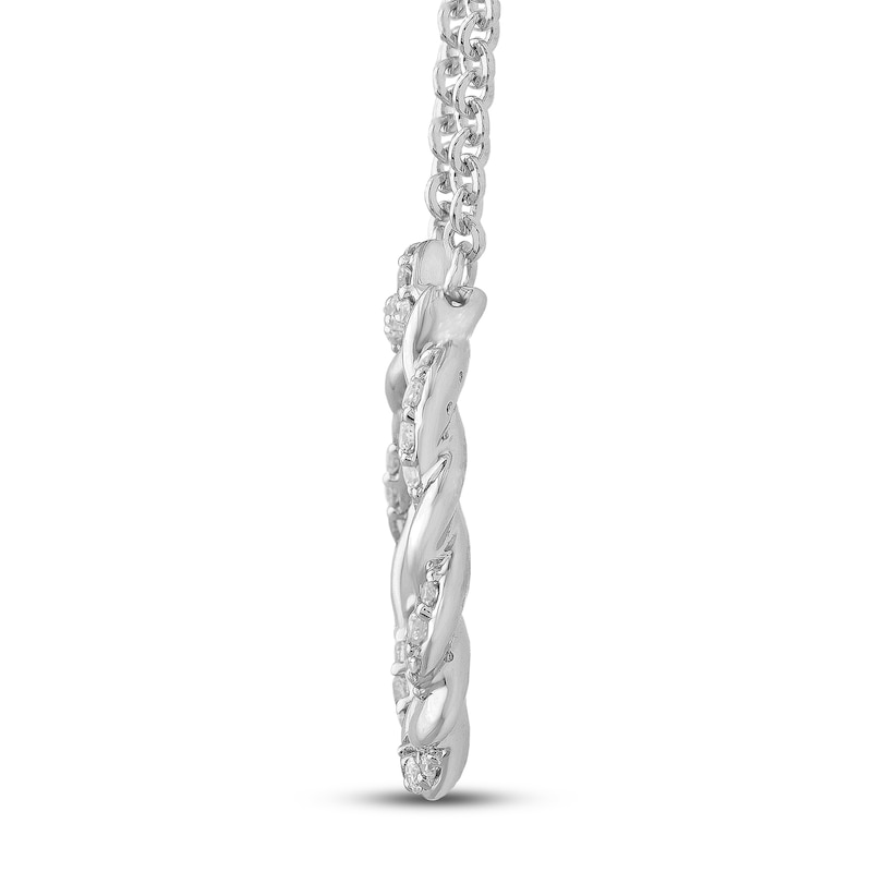 Main Image 3 of Circle of Gratitude® Collection 0.23 CT. T.W. Diamond and Polished Twist Necklace in 10K White Gold – 19"