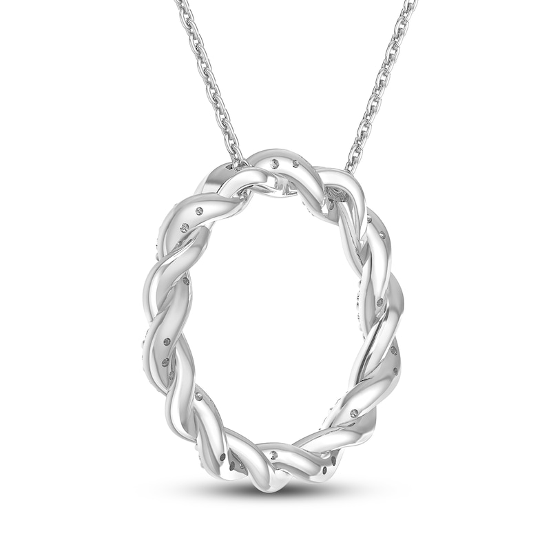 Main Image 4 of Circle of Gratitude® Collection 0.23 CT. T.W. Diamond and Polished Twist Necklace in 10K White Gold – 19"