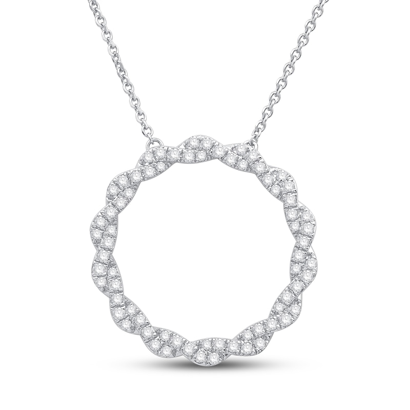 Circle of Gratitude® Collection 0.45 CT. T.W. Diamond Large Twist Necklace in 10K White Gold – 19"