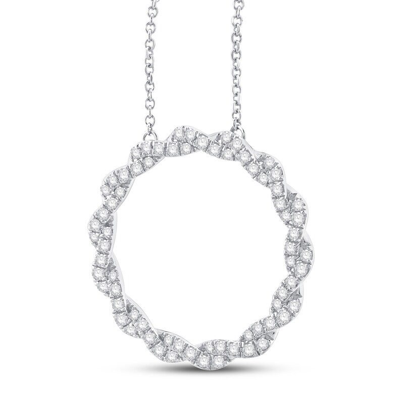 Circle of Gratitude® Collection 0.45 CT. T.W. Diamond Large Twist Necklace in 10K White Gold – 19"