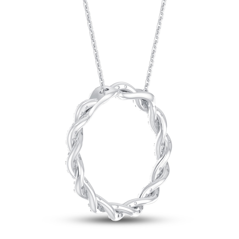 Circle of Gratitude® Collection 0.45 CT. T.W. Diamond Large Twist Necklace in 10K White Gold – 19"