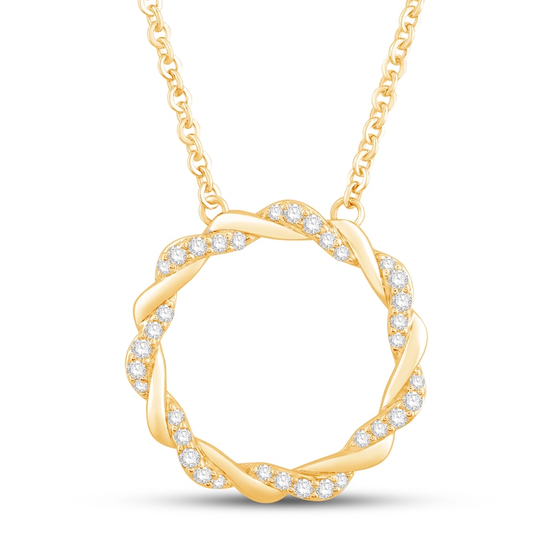Circle of Gratitude® Collection 0.23 CT. T.W. Diamond and Polished Twist Necklace in 10K Gold – 19"