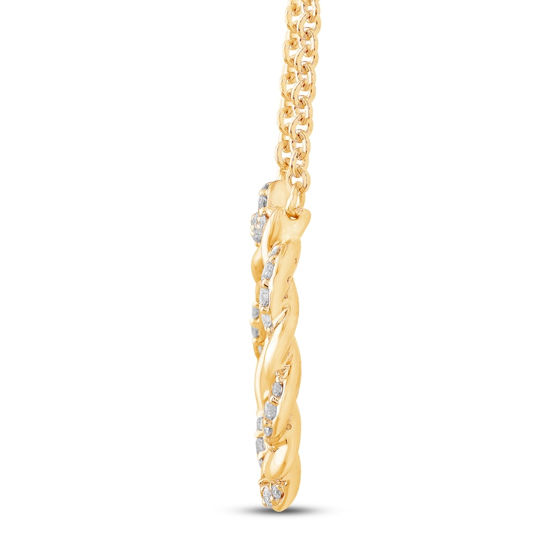 Main Image 3 of Circle of Gratitude® Collection 0.23 CT. T.W. Diamond and Polished Twist Necklace in 10K Gold – 19"