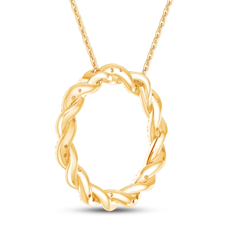 Main Image 4 of Circle of Gratitude® Collection 0.23 CT. T.W. Diamond and Polished Twist Necklace in 10K Gold – 19"