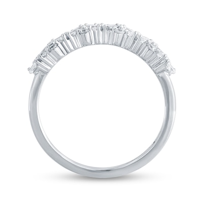 0.33 CT. T.W. Baguette and Round Zig-Zag Band in 14K White Gold