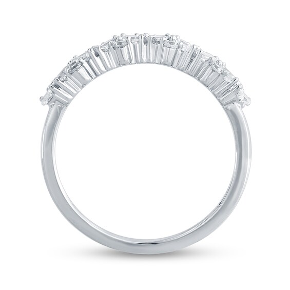 0.33 CT. T.W. Baguette and Round Zig-Zag Band in 14K White Gold