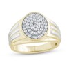 Thumbnail Image 0 of Men's 0.50 CT. T.W. Multi-Diamond Double Frame Raised Textured Shank Ring in 10K Two-Tone Gold