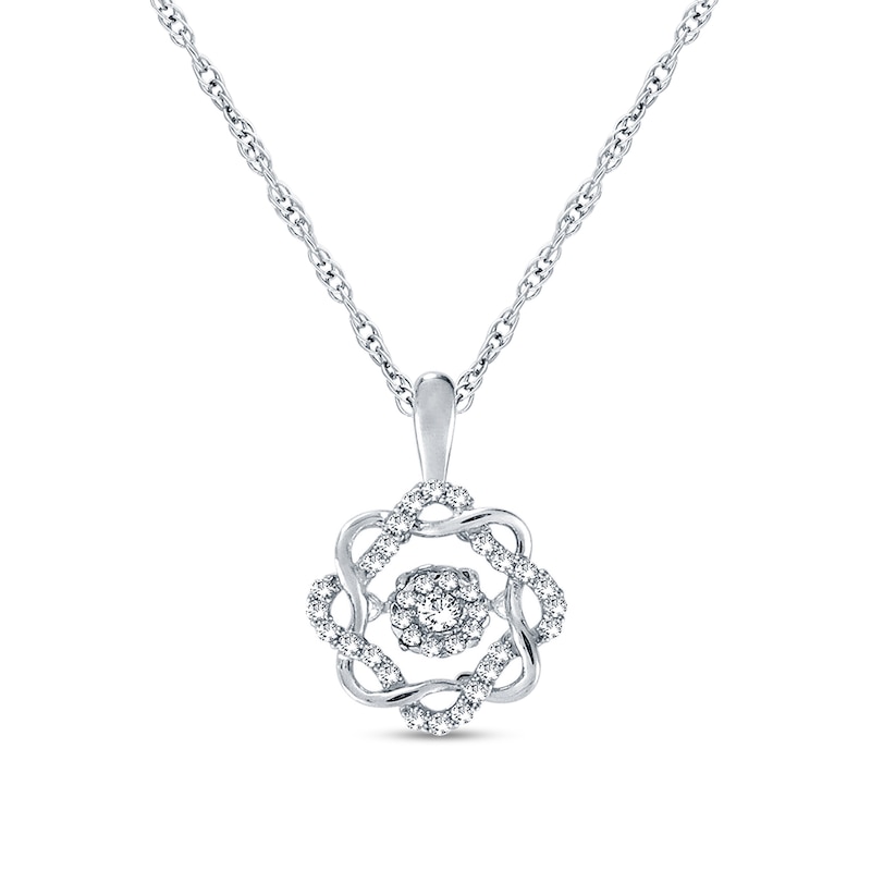 0.20 CT. T.W. Diamond Frame Intertwined Swirl Pendant in 10K White Gold