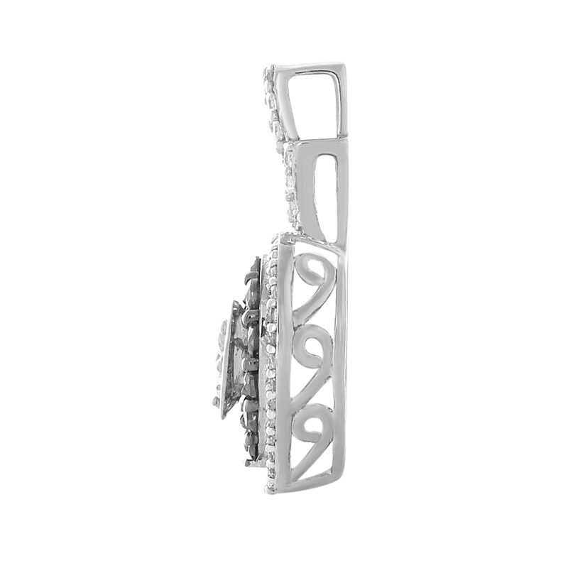 Main Image 2 of 0.65 CT. T.W. Champagne and White Multi-Diamond Double Frame Heart Pendant in 10K White Gold
