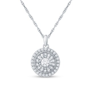 0.50 CT. T.W. Baguette and Round Diamond Double Frame Pendant in 10K White Gold