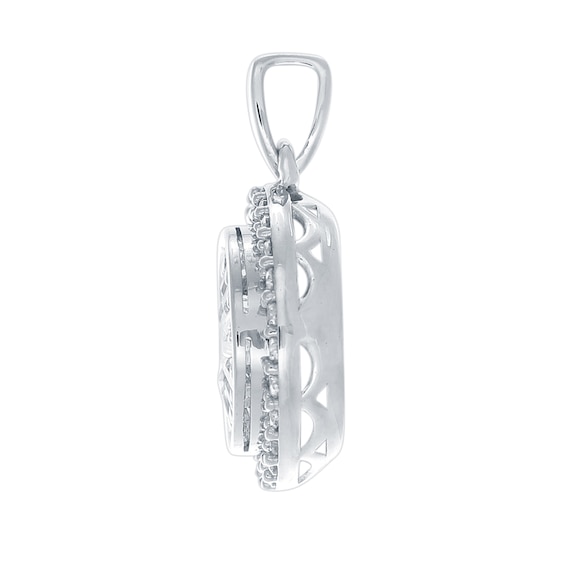 0.50 CT. T.W. Baguette and Round Diamond Double Frame Pendant in 10K White Gold