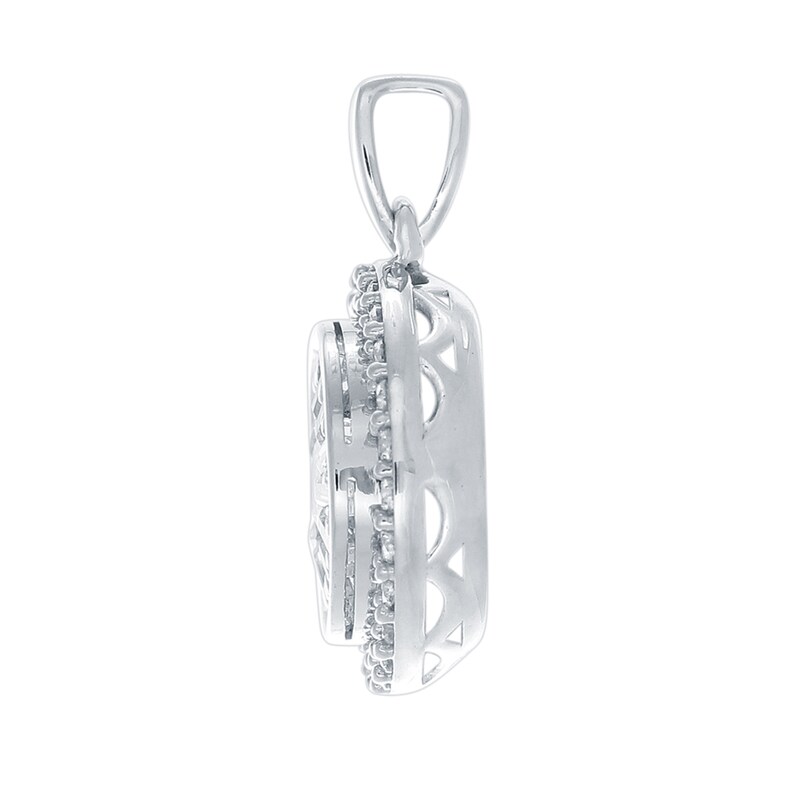 0.50 CT. T.W. Baguette and Round Diamond Double Frame Pendant in 10K White Gold