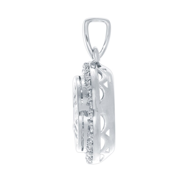 0.50 CT. T.W. Baguette and Round Diamond Double Frame Pendant in 10K White Gold|Peoples Jewellers