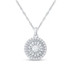 Thumbnail Image 0 of 0.50 CT. T.W. Baguette and Round Diamond Double Frame Pendant in 14K White Gold