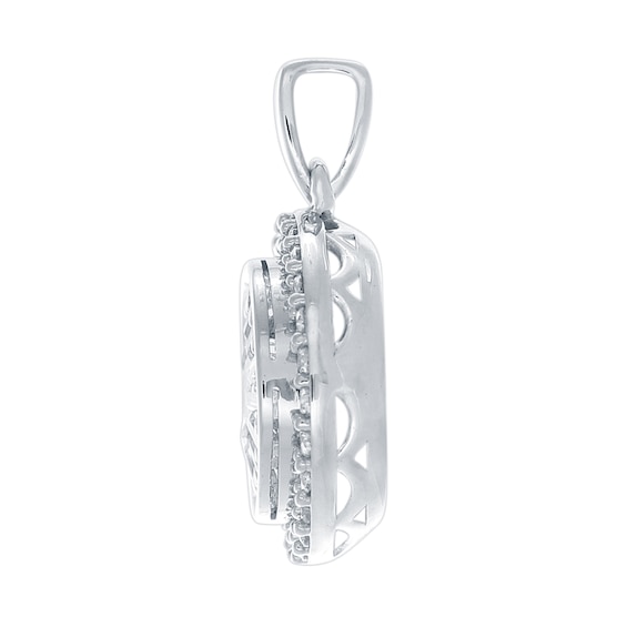 0.50 CT. T.W. Baguette and Round Diamond Double Frame Pendant in 14K White Gold