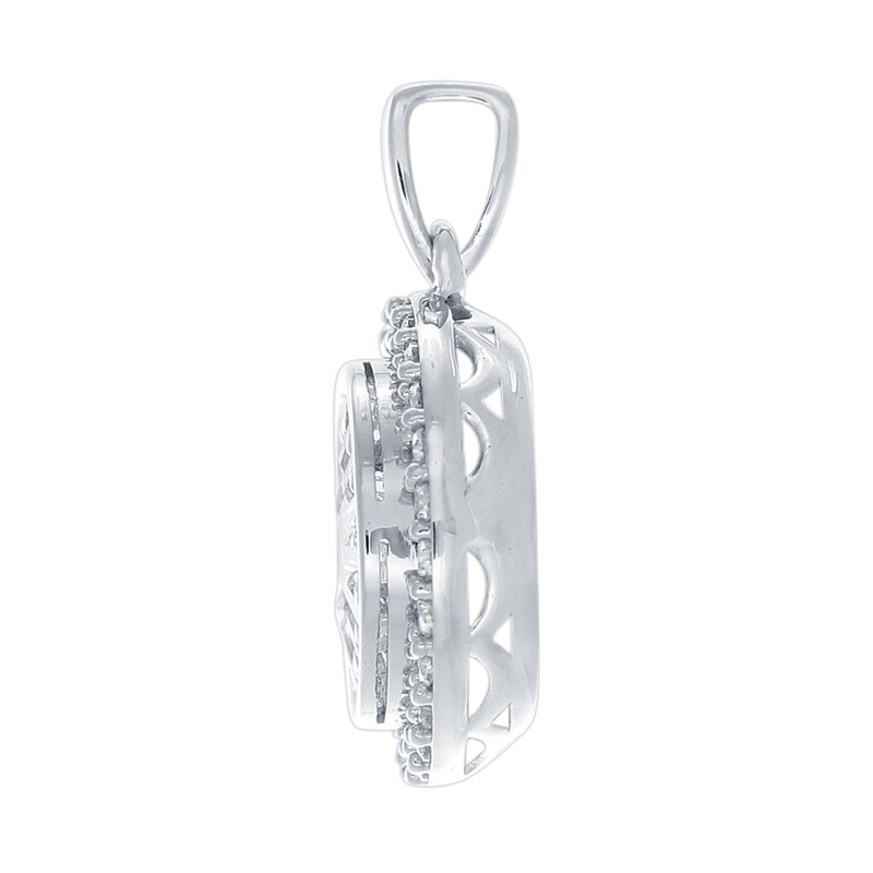 0.50 CT. T.W. Baguette and Round Diamond Double Frame Pendant in 14K White Gold