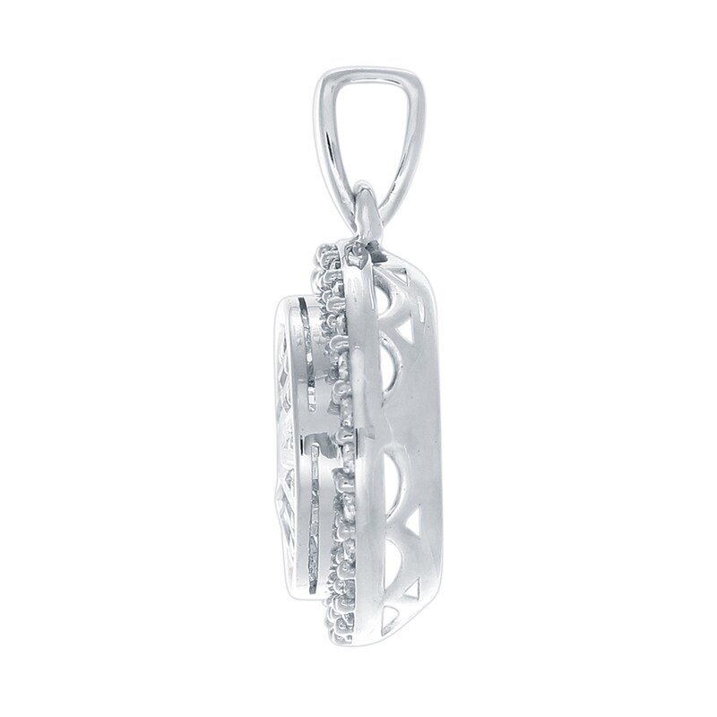 0.50 CT. T.W. Baguette and Round Diamond Double Frame Pendant in 14K White Gold|Peoples Jewellers