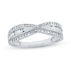 Thumbnail Image 0 of 0.50 CT. T.W. Baguette and Round Diamond Triple Row Twist Ring in 14K White Gold
