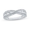 Thumbnail Image 1 of 0.50 CT. T.W. Baguette and Round Diamond Triple Row Twist Ring in 14K White Gold