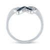 Thumbnail Image 2 of 0.05 CT. T.W. Blue Diamond Bow Ring in Sterling Silver