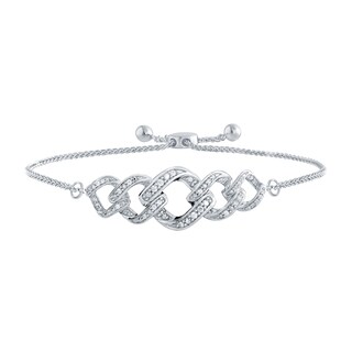 0.145 CT. T.W. Diamond Cuban Chain Link Bolo Bracelet in Sterling Silver – 10"