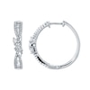 1.00 CT. T.W. Baguette and Round Diamond Trio Twist Hoop Earrings in 10K White Gold
